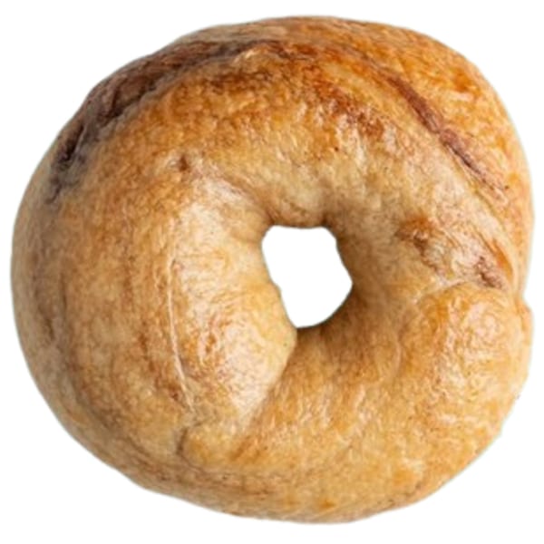 A plain, golden-brown Ugly Bagel with a slightly irregular shape on a white background.