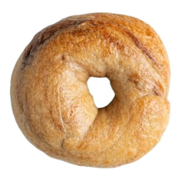 A single, plain, golden-brown Ugly Bagel with a hole in the center, against a white background.