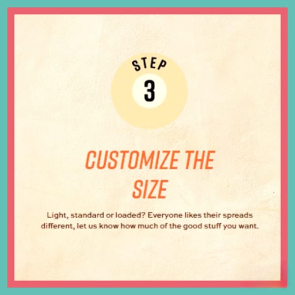 A graphic with "STEP 3" in a yellow circle, and text "CUSTOMIZE THE SIZE" below it.